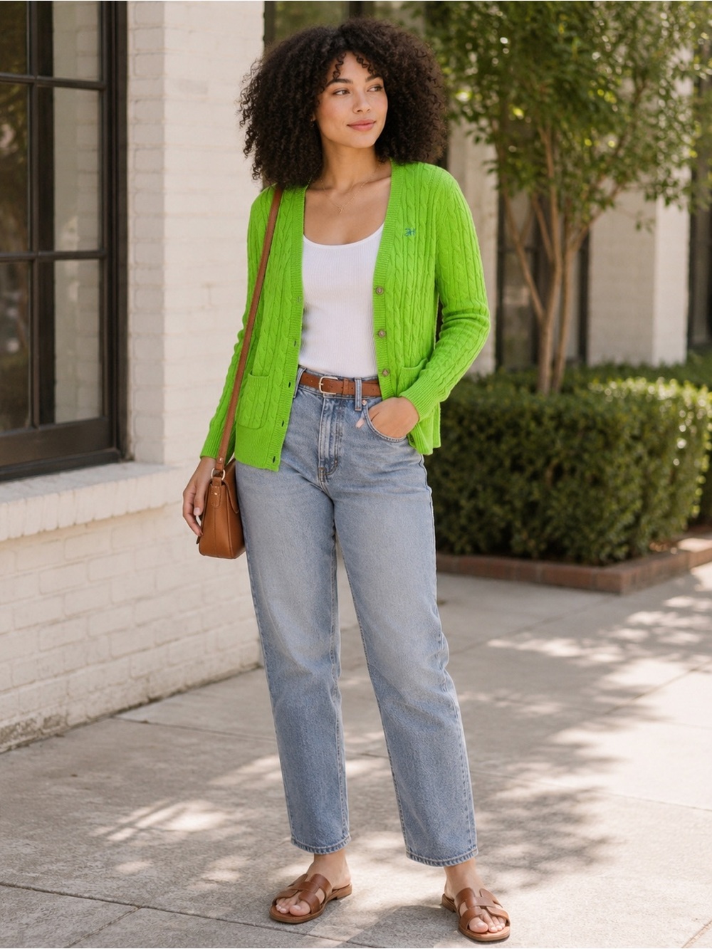 Gilly Hicks Bright‎ Green Button Front Cardigan Size Medium